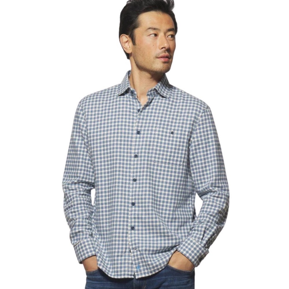 Men's Johnnie-O Blue Checkered Shirt EUC